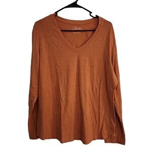 Natural Reflections Orange V-Neck Tee, XL